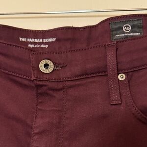 AG Adriano Goldschmied Women's Dark burgundy size 32 Skinny Jeans with stretch